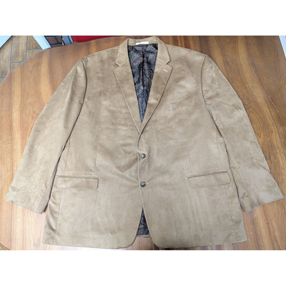 Lauren Ralph Lauren Blazer Jacket Men's 56L Faux Suede Brown Paisley Lined